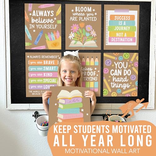 Hadley Designs Motivational Poster for Classroom Decor - 9 Growth Mindset Classroom Posters Elementary, Inspirational Wall Decor Middle School, Teacher Must Haves, Kraft Bulletin Board Decorations - Image 6