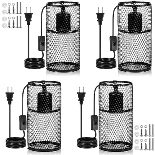 Image of VIHOSE 4 Pcs Reptile Heat Lamp Guard Anti Scald, 4 Inch, Black, Black