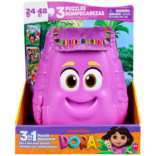Image of Spin Master Games 3-in-1 Panoramic Dora Puzzle, 24 & 48 Pieces, Kids Puzzle, Screenless STEM Activity, Kids Toys for Girls & Boys, for Ages 4 & Up