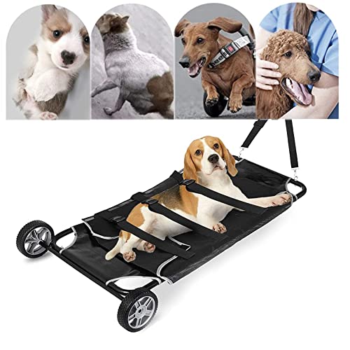 Chariot de transport d'animaux pliable et civière pour chien grand format solide 200 Lb