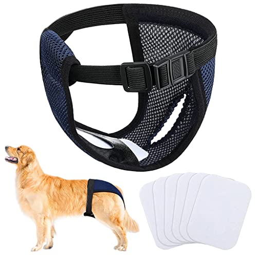 Qpets® Pet Use Breathable Reusable Female Dogs Diapers with 3 Absorbption Cotton Pad Comfort Reusable Doggy Diapers for Female Dog, Puppy(XL, Recommended Waist 16”-21”)