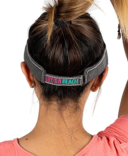 Ponytail Bun Half Visor (Life's A Beach - Black) #TOP1