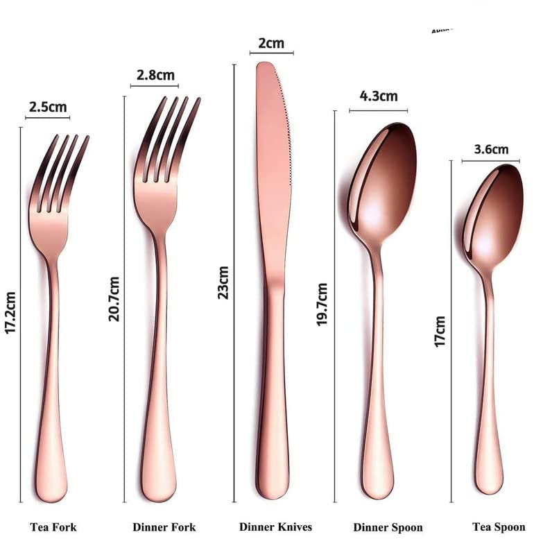 Image of YANCI 10 Pieces Cooking Rosegold Flatware Set, Stainless Steel Silverware, Utensil, Cutlery Set - Knife, Fork & Spoon Set, Rust Resistant - Stunning Rosegold Polished Finish (Pack of 10, Rosegold)