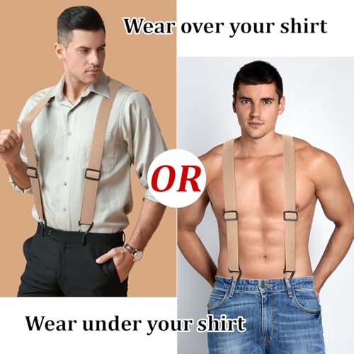 Image of SUNEZLGO Suspenders for Men Heavy Duty, X Back Hidden Suspender 1.5 inch Under Clothing, Adjustable Work Suspenders for Men Women