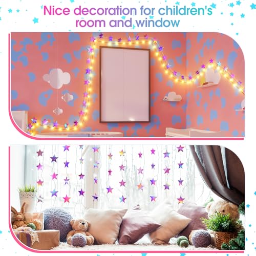 Image of Patelai Glitter Star Garland Banner 2026 Graduation Decor 130 Feet Star Hanging Banner Twinkle Backdrop for Party Birthday Classroom Wedding Supplies(Iridescent Purple)