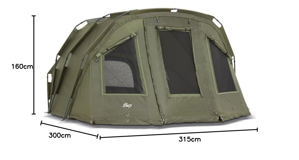 Lucx Tiger Bivvy Angelzelt für 2-3 Personen - wasserdichtes Karpfenzelt mit herausnehmbarer Bodenplane, One-Pole-System & 10.000 mm Wassersäule - Carp Dome Zelt Campingzelt