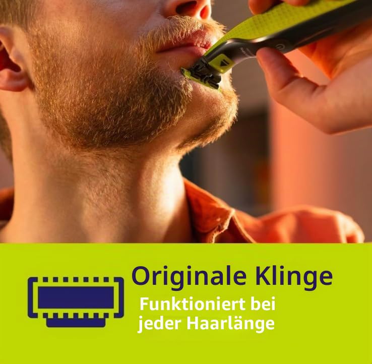Philips OneBlade QP225/5 Ersatzklingen, 4 Klingen (2 x 2), kompatibel mit Elektrorasierer für Herren, Gesicht und Körper, Anti-Reizungstechnologie, bis zu 16 Monate