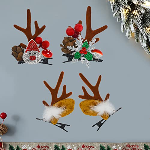 2 Pares de Pinzas para el Pelo de Navidad con Cuernos de Reno, Clips de Cocodrilo con Orejas de Ciervo, Accesorios para Mujeres miniatura 6