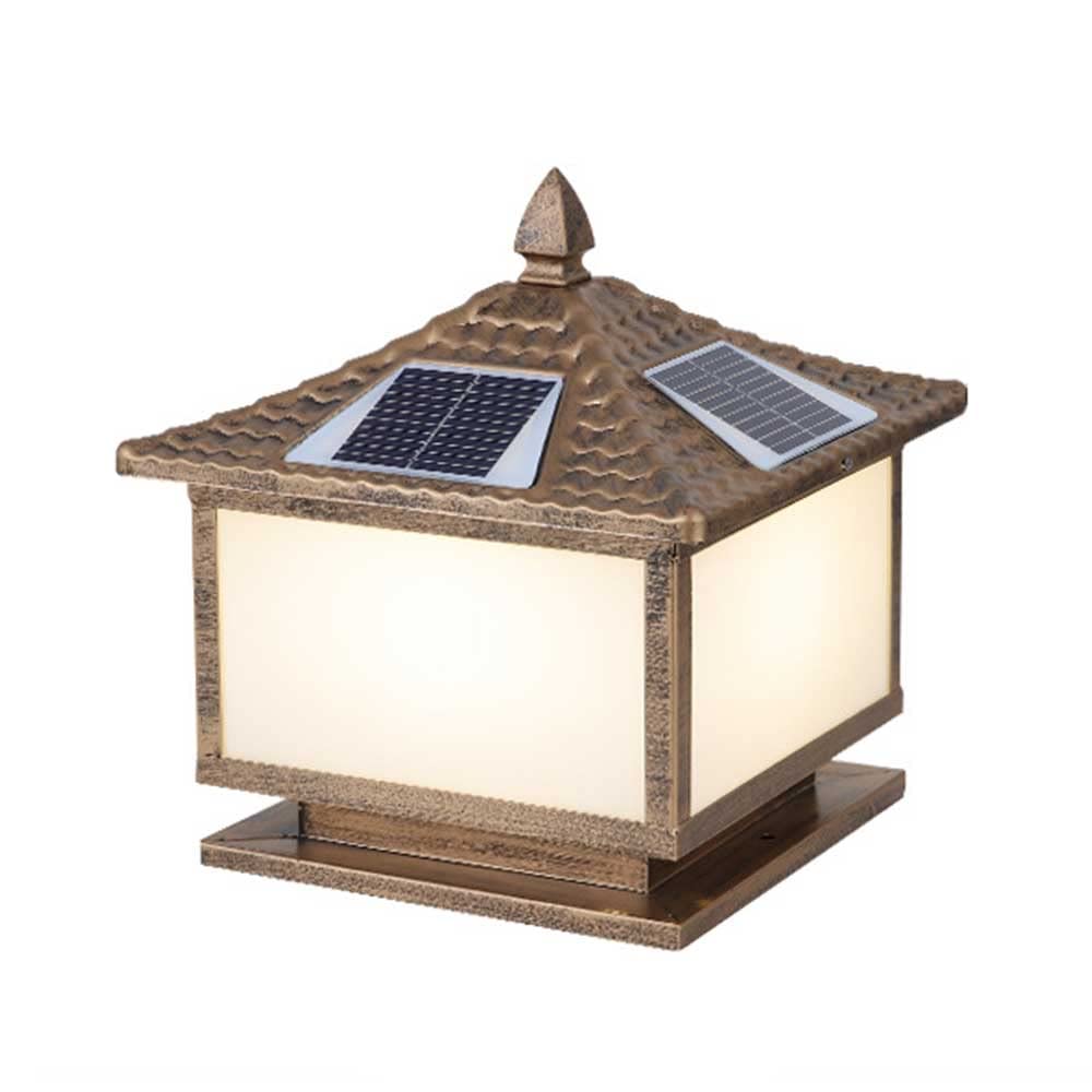 Lámpara de pilar minimalista en bronce o negro, elegancia rústica para terrazas de prestigio