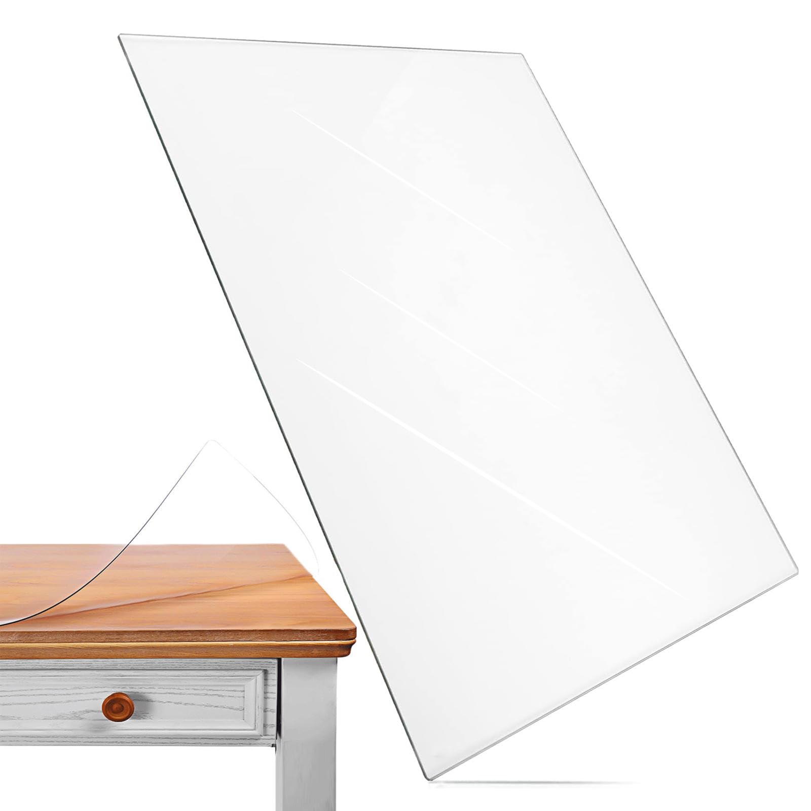 Tavolo Trasparente Protector Mat,Tovaglia di Plastica Rettangolare,PVC Cristallo Copri scrivania,Tappetini protettivi Antiscivolo Impermeabili,per scrivania, Ufficio,80 * 130vm/34.5 * 51.2in-A