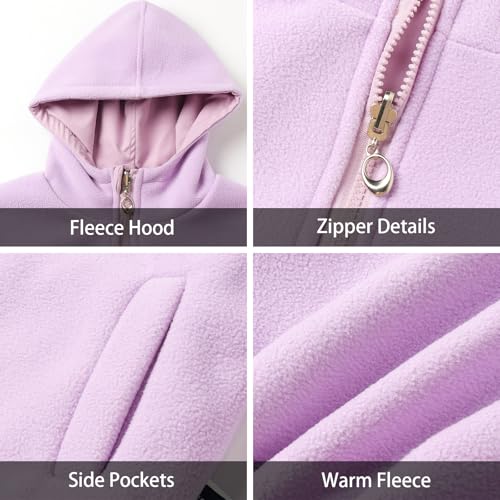 LittleSpring Neutral Boys Girls Reversible Plaid Polar Fleece Jackets with Hooded Waterproof Outerwear3