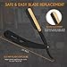 Pollux Cut Throat Razor for Men – Black & Gold Stainless Steel Single Edge Straight Razor – Professional Barber Shaving Tool for Beard, Moustache & Hair – Pouch Included – Blades Not Included
