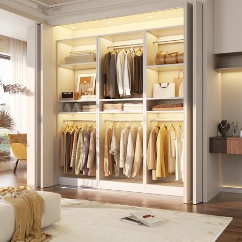 Unikito Freestanding Closet System, 25” Closet Organizer Wardrobe with Hanging Rods & Shelve, Adjustable Clothes Garment Rack, Sturdy Walk in Closet Tower, Easy Assembly, 25" W x 16" D x 80" H, White - Image 5