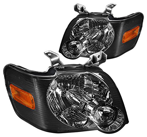 DNA Motoring HL-OH-FEXP06-SM-AM Smoke Lens Amber Headlights Replacement For 06-10 Explorer