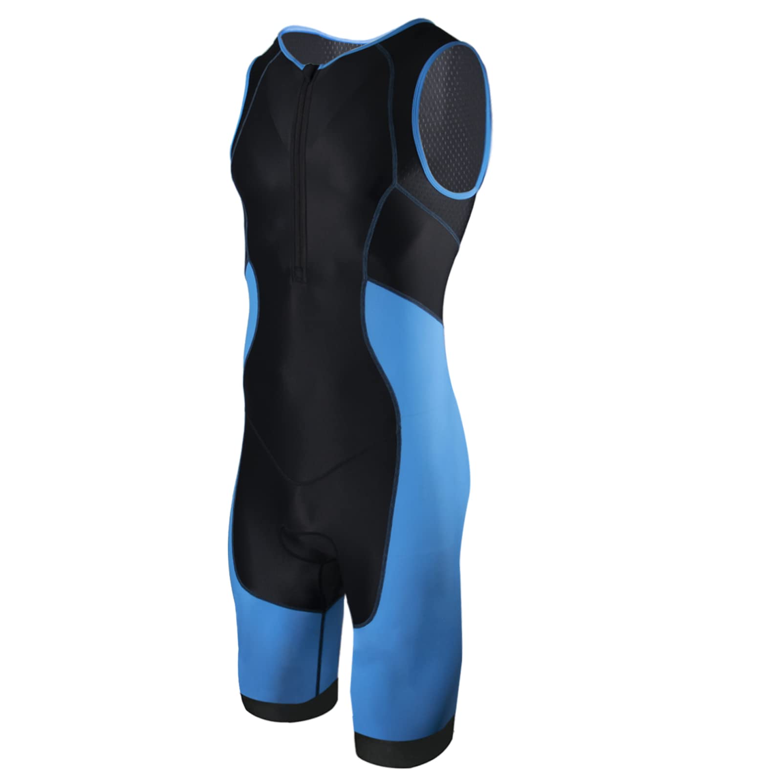 Men's Triathlon Suit Shorts One-Piece Sleeveless TriSuits Wetsuit with Padded for Running Swimming Cycling