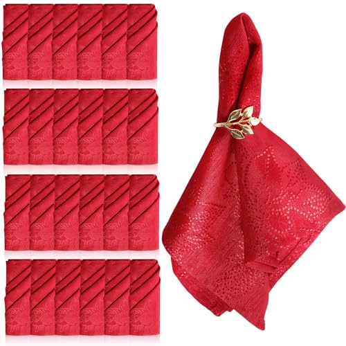 Set de 24 Servilletas de Tela Rojas Jacquard 42x42 cm miniatura 1
