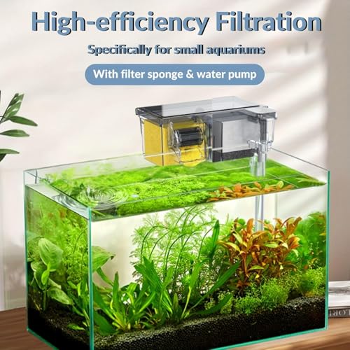 Image of VAYINATO Multifunctional External Wall-Mounted Waterfall Aquarium Filter with Bio Wheel | 3-Stage Filtration System with Filter Media & Built-in Water Pump (BL-771)