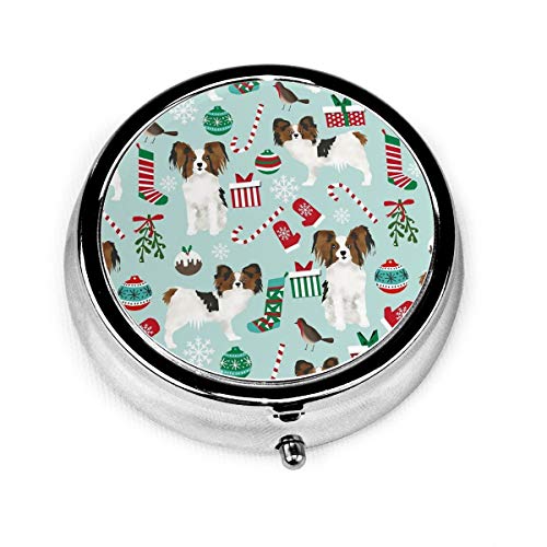 パピヨンクリスマス犬 ピルケース 薬ケース サプリメントケース 携帯用 習慣薬箱 薬入れ コンパクトシール付き