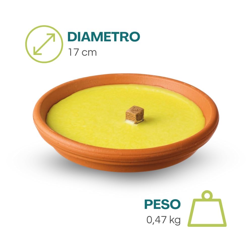 Virsus Candela citronella Candele per Esterno in coccio di Terracotta 17 cm Set da 10 Pezzi Giardinaggio antizanzare Feste ed Eventi