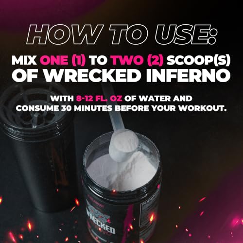 Image of Wrecked Inferno - Thermogenic Pre Workout For Men & Women, Increase Energy, Boost Thermogenesis & Metabolism, Enhance Exercise Performance - Contains L-Citrulline, L-Carnitine, Beta-Alanine & More