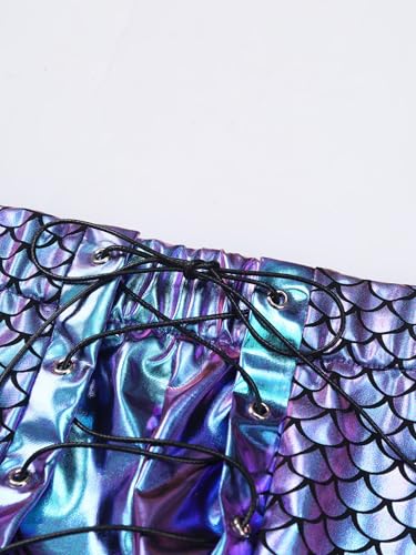 Hedmy Men's Fish Scale Bulge Pouch Booty Shorts Swim Trunks Metallic Shiny Boxer Shorts Swimsuit4