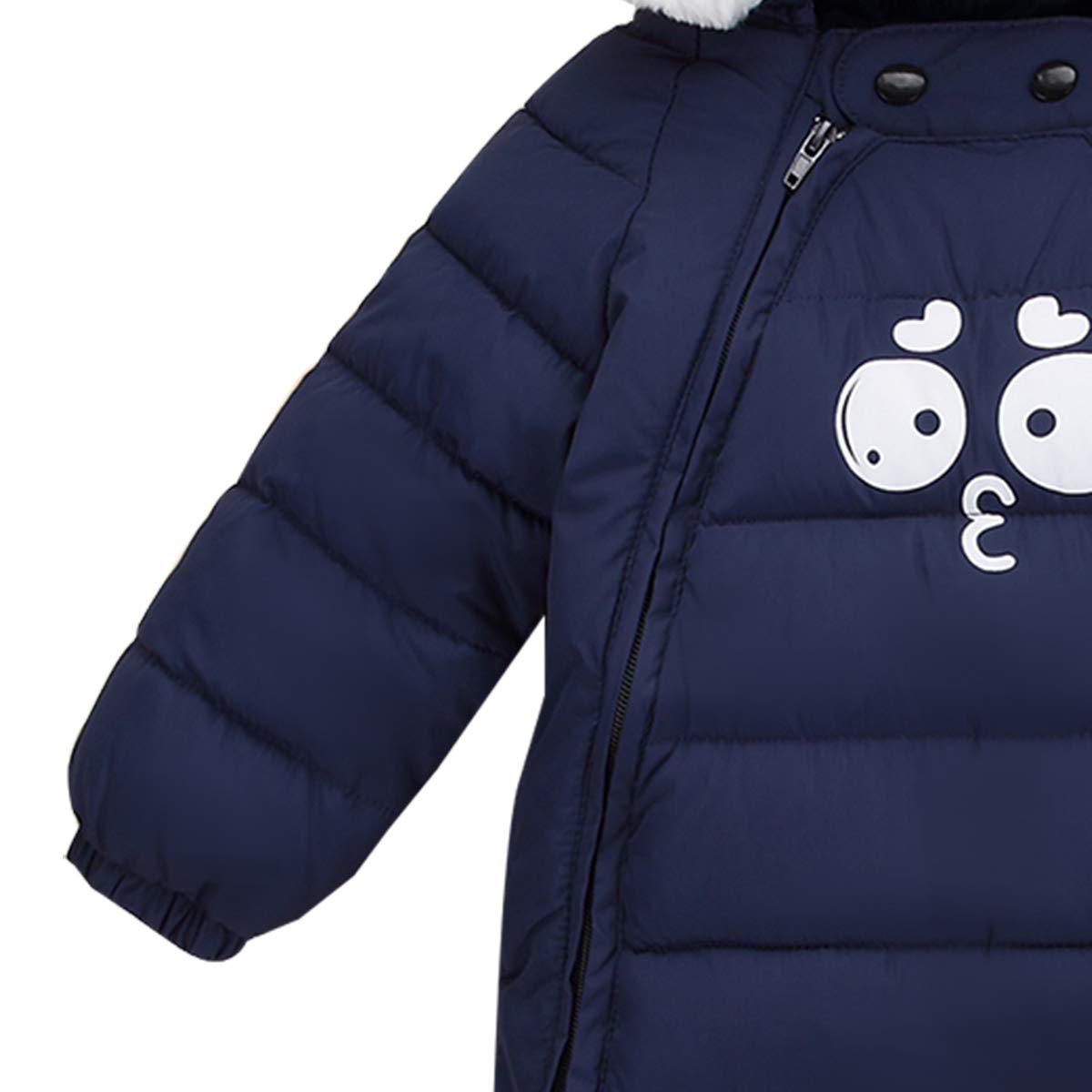 FEOYA Combi Pilote Bébé Garçon Hiver Snowsuit Combinaison de Neige Manteau à Capuche Vêtement 18-24 Mois Bleu Marine