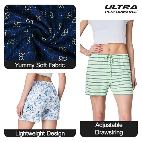Image of Ultra Performance 3 Pack Womens Boxer Shorts Soft Pajama Sleep Lounge Short | 95% polyester, 5% spandex; moisture-wicking; ideal for sleeping, lounging, casual wear, pajama pj shorts, Yummy shorts women