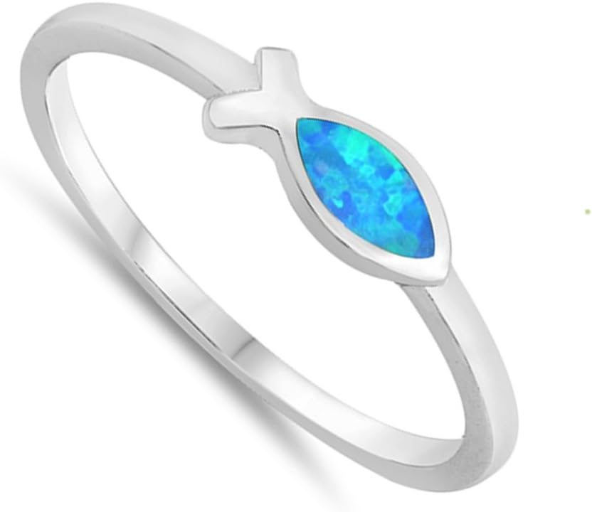 CHOOSE YOUR COLOR Sterling Silver Fish Ring