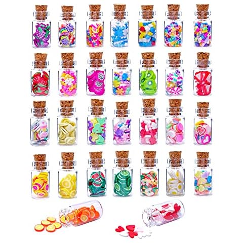 HKLMRO 30PCS Cute Miniature Dollhouse Food Jar Glass Bottle 1:12 Pretend Play Doll House Kitchen Decoration 1:6 Lovely Mini Fruit Simulation Scene Candy Snack Model Game Party Toy for Adults Teenagers Cover