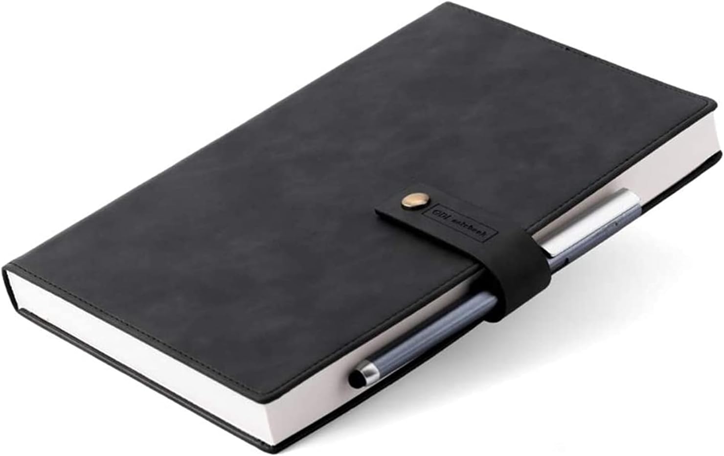 Delfino Refillable Writing Journal, Hardcover Notebook, Retro Faux Leather Cover Notebook, Travel Diary, Wide Ruled Paper, Daily Use Gift for Teachers, Back to College Students (Black)