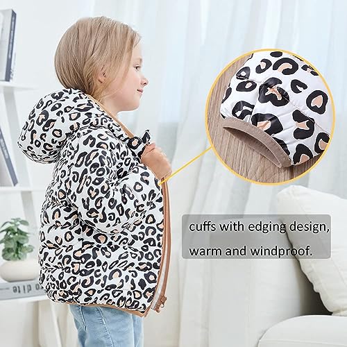 Unicomidea 18-24 Months Baby Girls Coats Cute Leopard Winter Jacket With Hooded Toddler Kids Lightweight Packable Puffer Coat Outwear Birthday Gift #TOP2