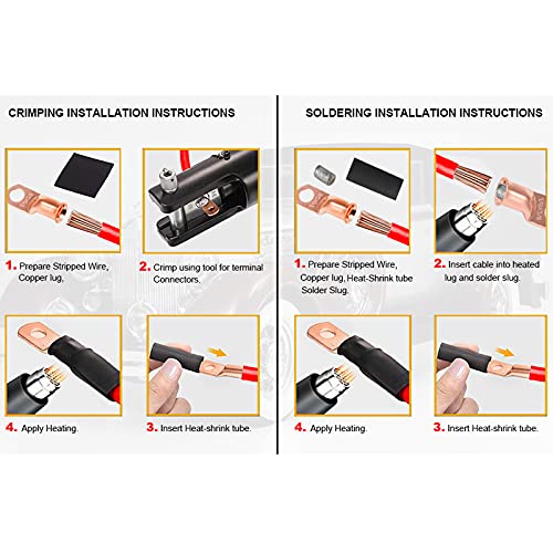 TKDMR 20pcs 1/0 AWG-5/16 Battery Lugs,Heavy Duty Wire Lugs,Ring Terminals,Battery Cable Ends,0 Guage terminals,Battery Terminal Connectors with 20pcs 3:1 Heat Shrink Tubing by TKDMR - Image 7