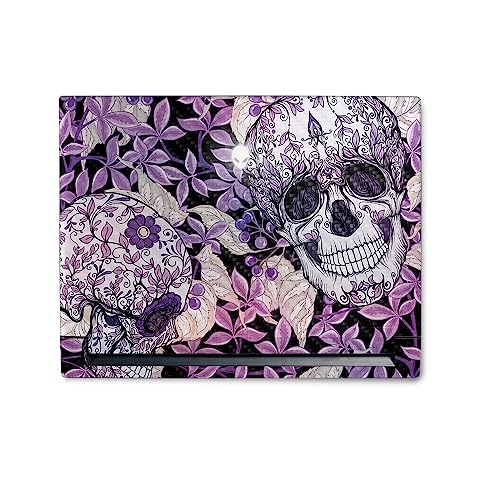 Image of MightySkins Carbon Fiber Skin Compatible with Alienware M18 R1 (2023) Full Wrap Kit - Flower Skull | Protective, Durable Textured Carbon Fiber Finish | Easy to Apply & Change Styles | Made in The USA