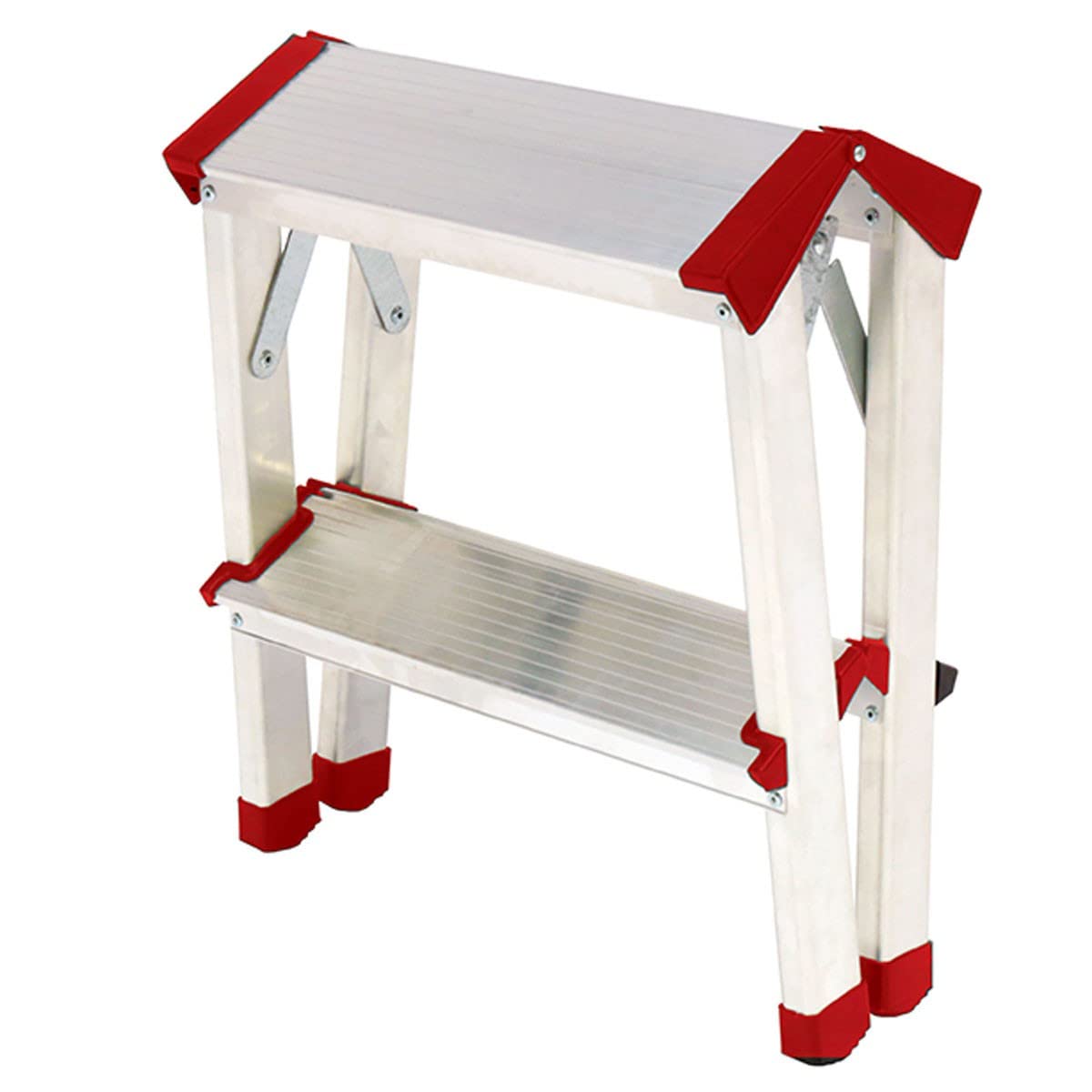 Escabeau Marche-Pied Aluminium 2 marches Portée Max 125 kg Pliable Pieds Anti-dérapants BRIXO