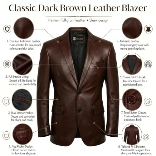 Image of Isaac & David Chicago Lambskin Genuine Casual Wear Leather Blazer Sport Coat Classic Button Closure for Men 2 Button Coat