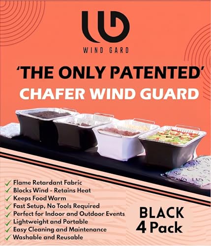 Chafer Wind Guard - 4 Pack Chafing Dish Sterno Covers for Buffet - Black