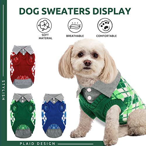 Sunfura Knitted Dog Sweater Pet Knitwear, Dog Warm Knit Jumper Coat Winter Clothes With Leash Hole And High Stretch, Classic And Soft Puppy Sweatshirts Pullover For Small Medium Dogs Cats, Green M #TOP1