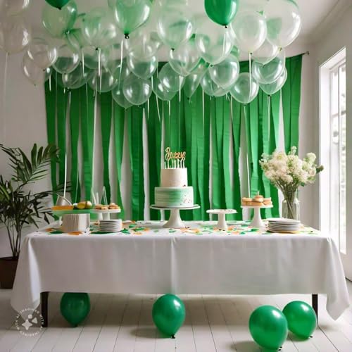 Image of 4 Green Crepe Paper Streamers, 328ft Pack of Party Decorations | Each roll is 82 ft long and 1.8 Inch wide ideal for Birthday Party Decor, Eco friendly Decor and St.Patrick's Day