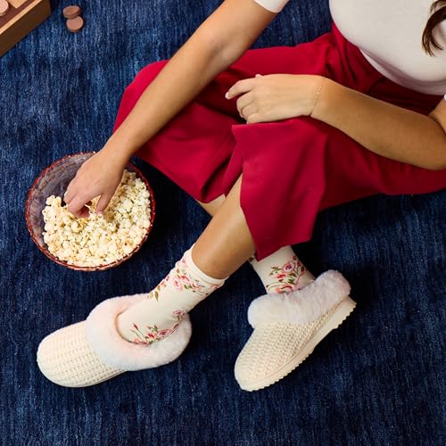 Image of Dearfoams Women's Memory Foam Cozy Soft House Slippers Gifts for Women Hannah Knit Clog House Shoes