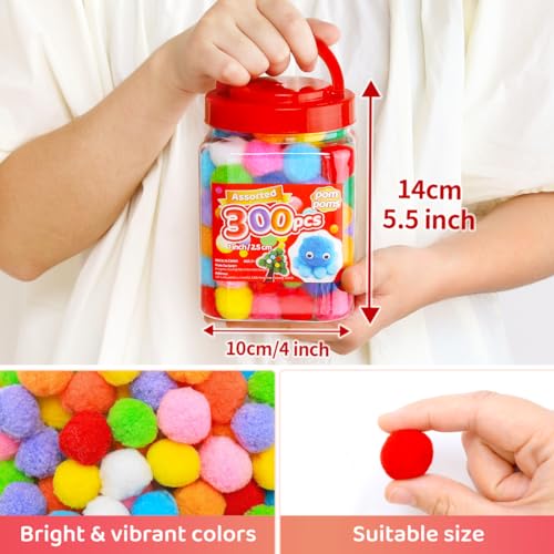 Image of Iooleem Orange Pom Poms, 300pcs 1inch, Pom Poms for Arts and Crafts, Pom Pom Balls, Craft Pom Poms.