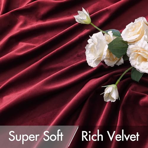 Image of MIULEE Velvet Curtains 52x96 inches 2 Panels Burgundy Red Blackout Curtains | Luxury, Bedroom Living Room, Thermal Insulated, Super Soft Christmas Window Drapes, Rod Pocket & Back Tab