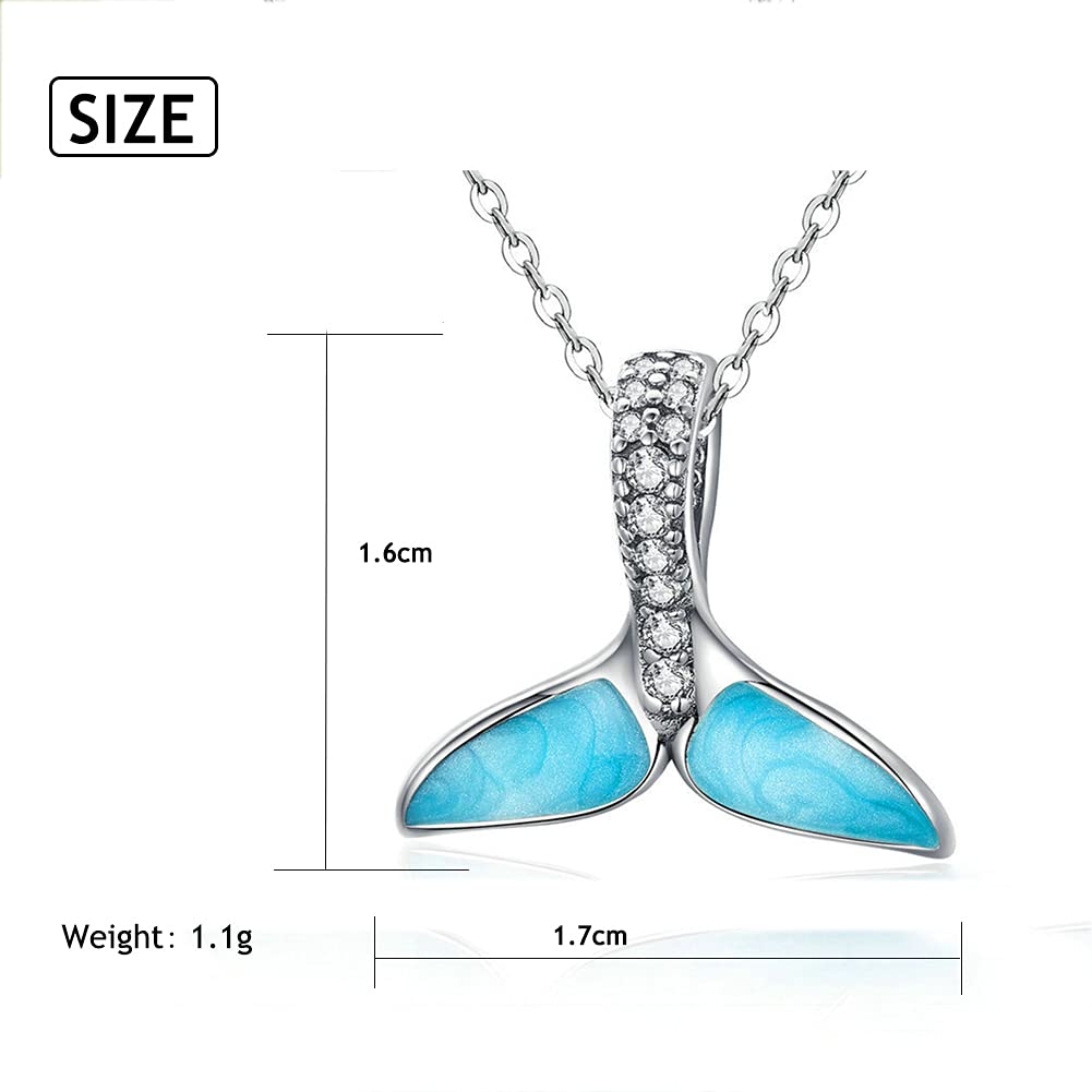 925 Sterling Silber Blau Fischschwanz Halskette Mit 3A Zirkonia Fisch Ozean Schmuck Viel Glück Halskette Für Frauen