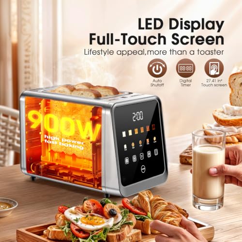 Toaster 2 Slice, Smart Touch Screen, 1.5-In Wide Slots, Digital Timer, 900W - Image 5