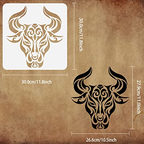 FINGERINSPIRE Tribal Bull Stencil 30x30cm Hollow