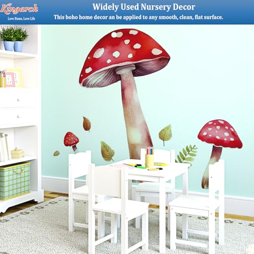 Vinilos Decorativos de Hongos Grandes Rojos, Acuarela y Hojas miniatura 3