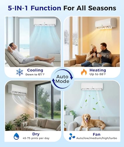 Image of Mini Split Air Conditioner - 18000 BTU Ductless Mini Split Ac /Heating System, 1250Sq.Ft, 208 /230V 21SEER2 Wifi Enabled Inverter, Split AC Unit with Precharged Heat Pump, R454B, Mother's Day