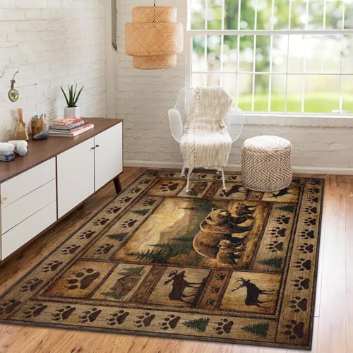 Tapete rectangular 3'x5' resistente a manchas lavable miniatura 4