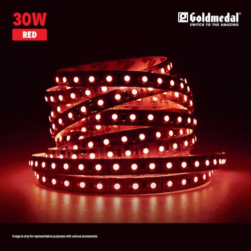 Image of Goldmedal Cripton 4040 30W IP20 5 Meter LED Strip Light for Home Decoration | False Ceiling Light | Home Decor Lights | Indoor Application | 60 LEDs Per Meter |(Red)-Pack of 2