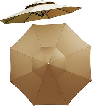 NFNSIG Umbrella Replacement Canopy, Two Tiered Umbrella Replacement Canopy Top Cover, Outdoor Market Patio Table Cover for Backyard Garden Courtyard Swimming Pool Lawn Canopy Only