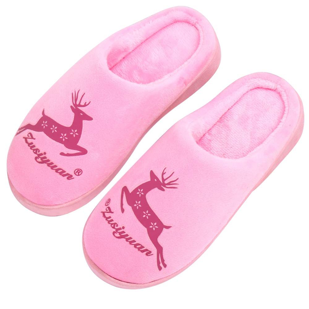 EastskySlippers Cotton Slippers House Slippers Winter Slippers Women Men and Kids Thick Cozy Coral Flannel Memory Foam Slippers Comfort Soft Slippers Indoor Outdoor (UK 3.5-4.5/EU 36-37, Pink)